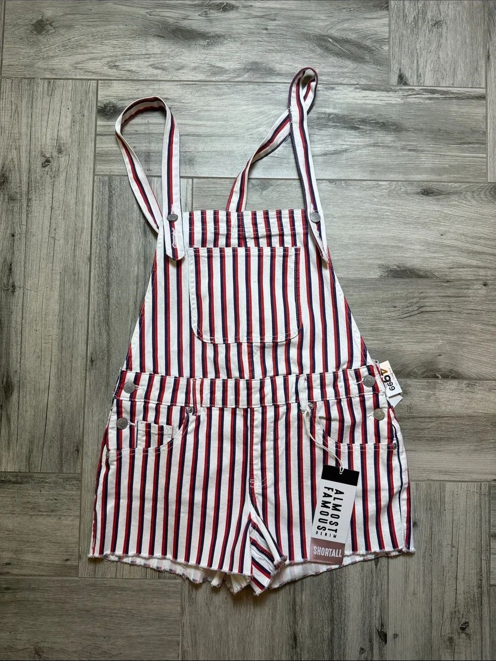 Almost Famous Red, Navy & White Striped Shortall  Size 9